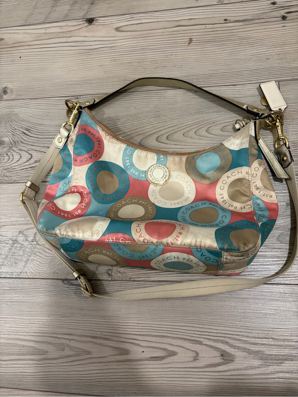 Coach Multicolor Circle Print Shoulder Crossbody Bag Y2K